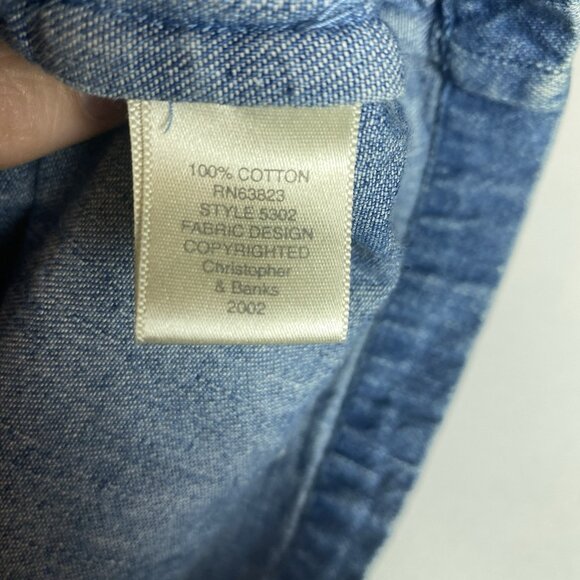 Vtg Christopher & Banks Womens Jumper Dress Denim Embroidery Snowman Y2K  XL - Picture 8 of 9